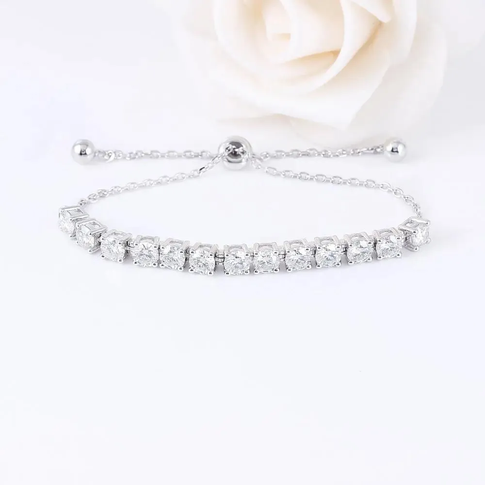 Platinum Plated Silver Moissanite Bracelet 3.25ctw