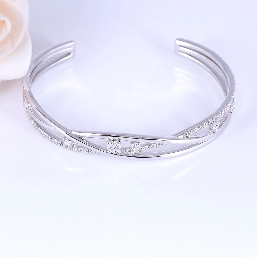 Platinum Plated Silver Moissanite Bracelet 6.025ctw