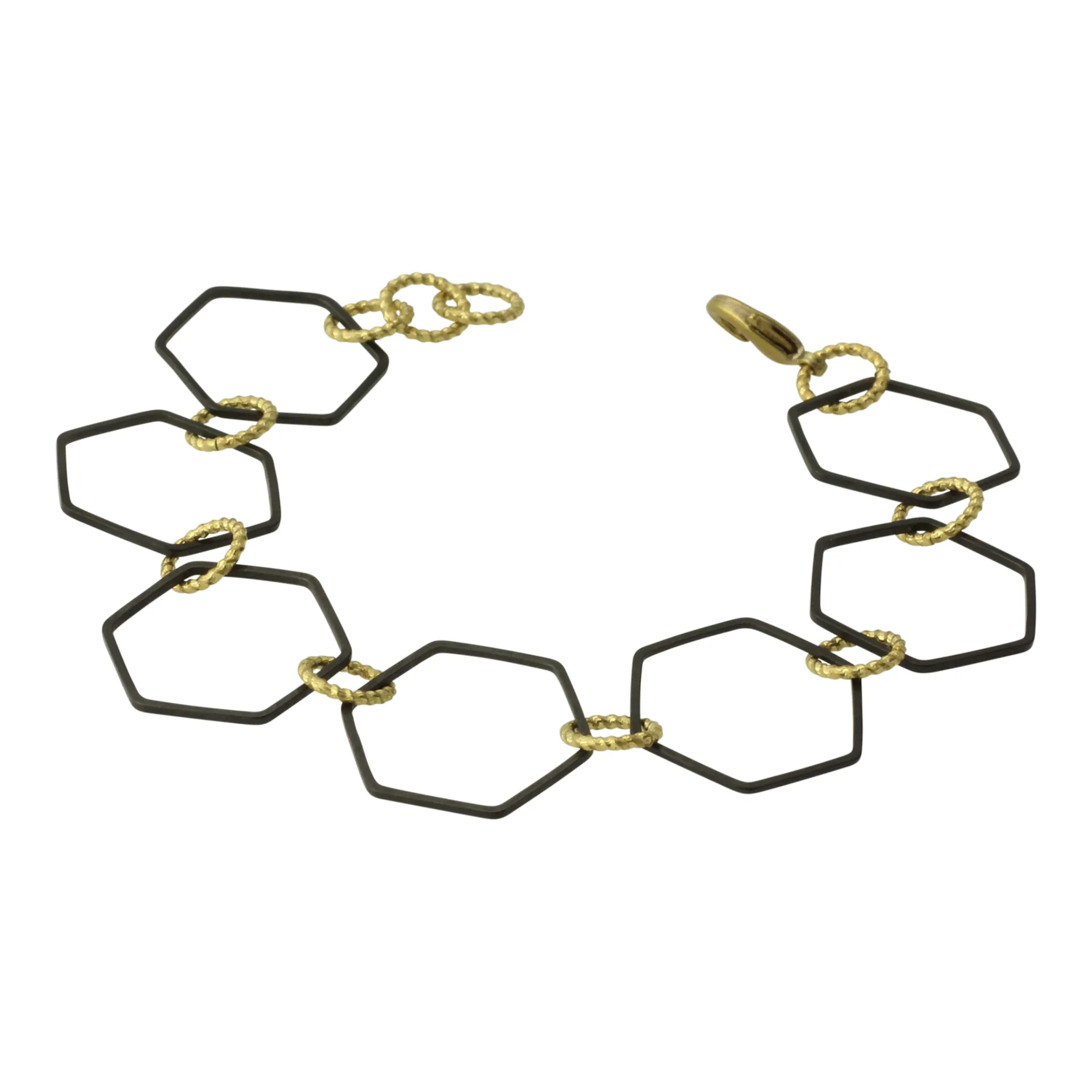 "Le Motif" Black and Brass Hexagon Bracelet