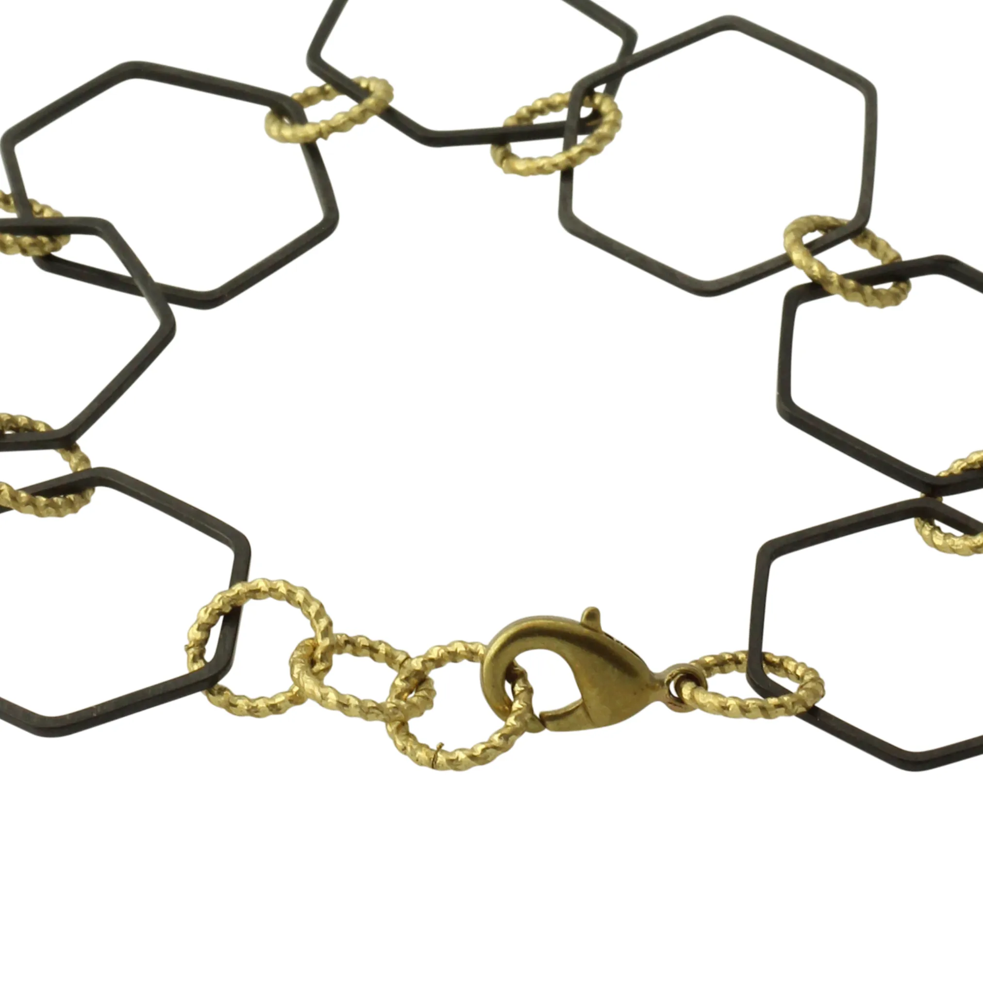 "Le Motif" Black and Brass Hexagon Bracelet