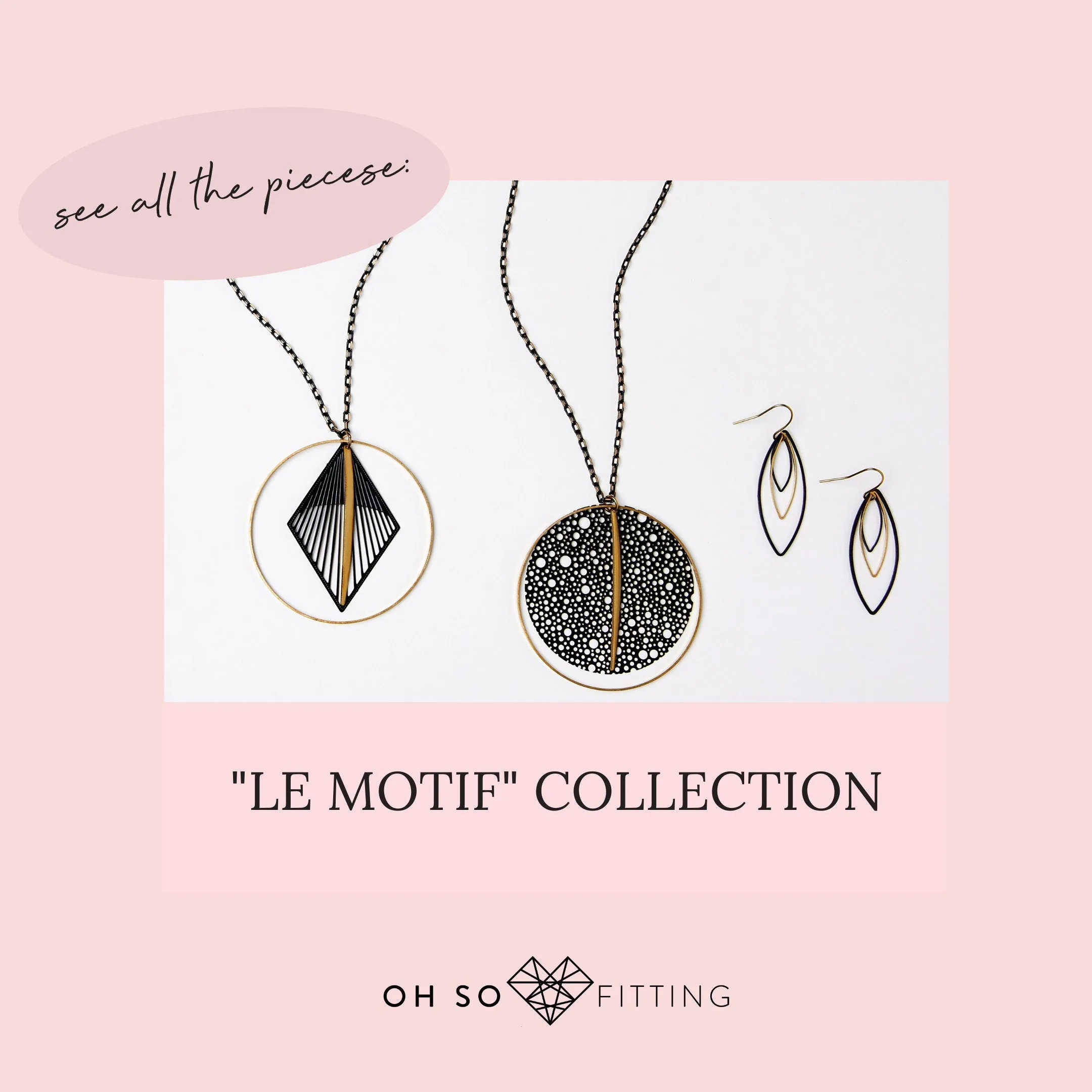 "Le Motif" Honeycomb Necklace Black and Brass