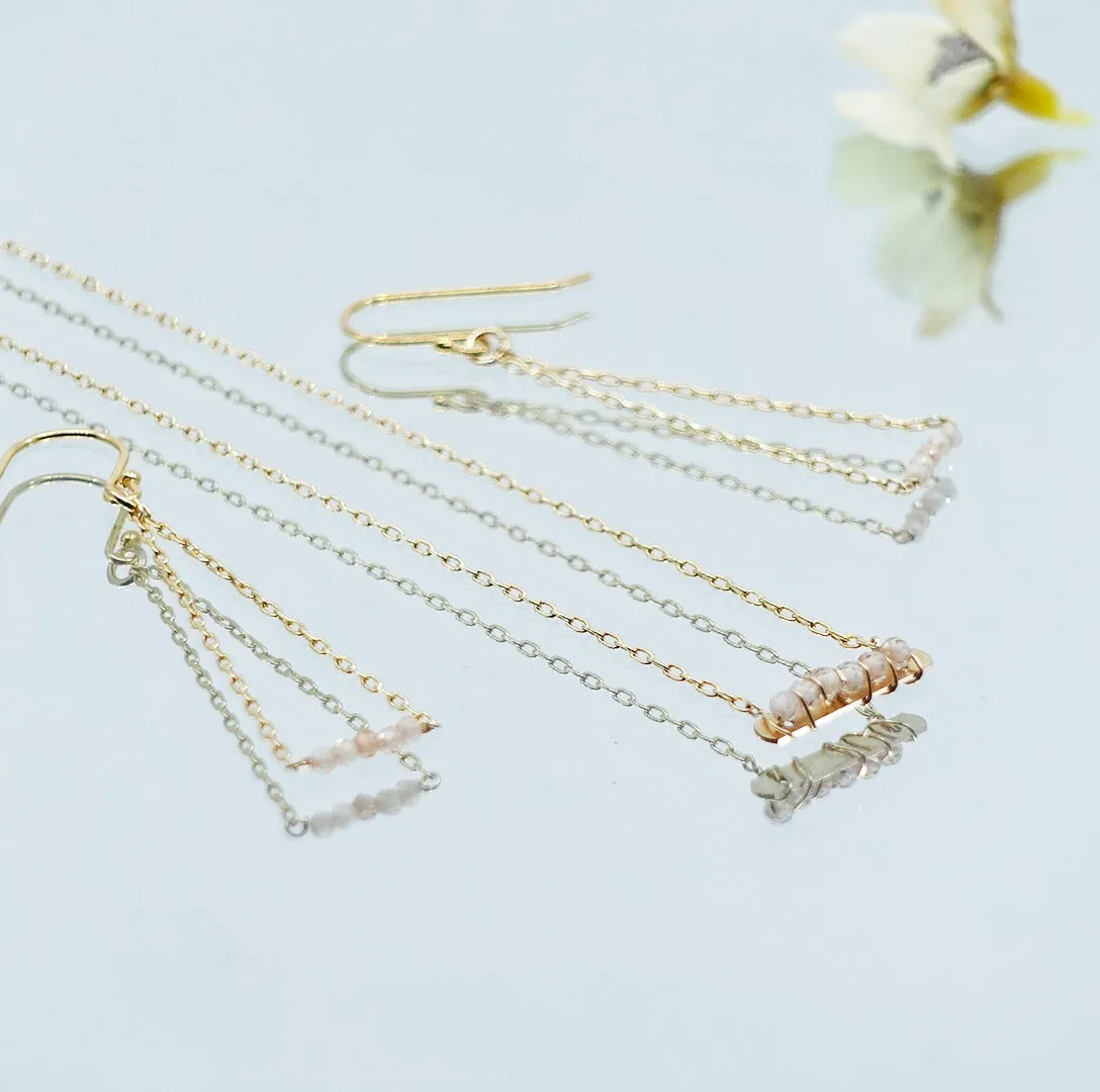 Radiance Floating Necklace and Triangle Earrings Set (Champagne)