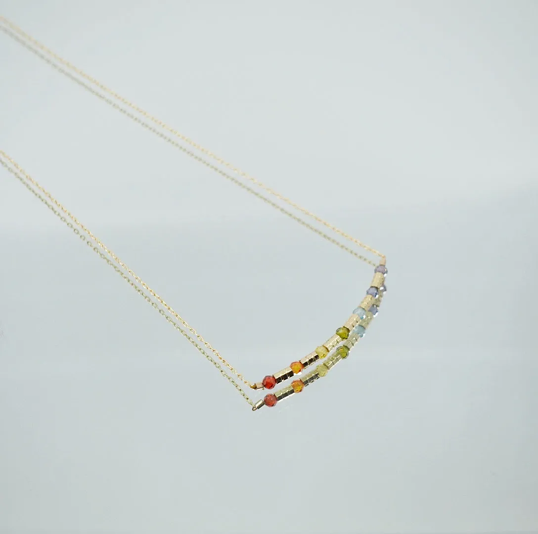 Rainbow Zirconia Necklace Gold