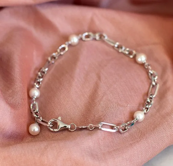 Revival Astoria Figaro Pearl Chain Link Bracelet