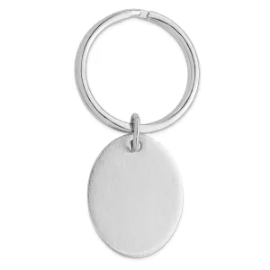 Rhodium Plated Satin Oval Key Ring