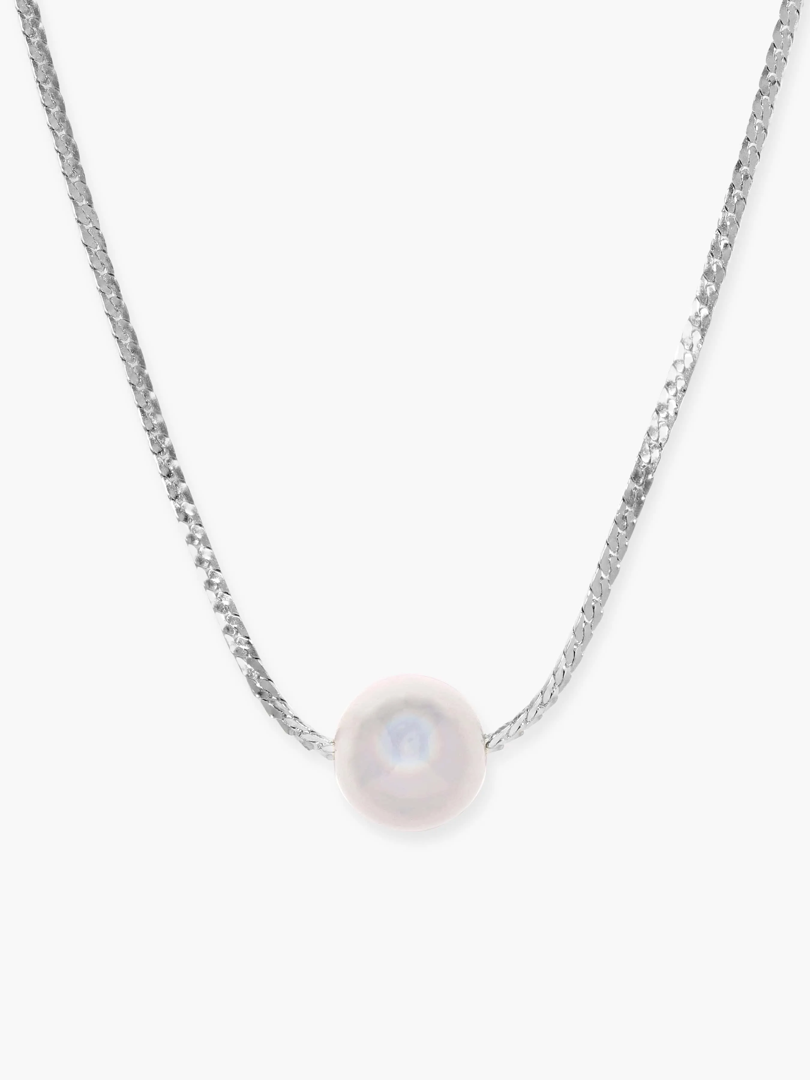 Rubans Silver-Plated Minimalist Single Pearl Pendant Necklace with Sleek Chain