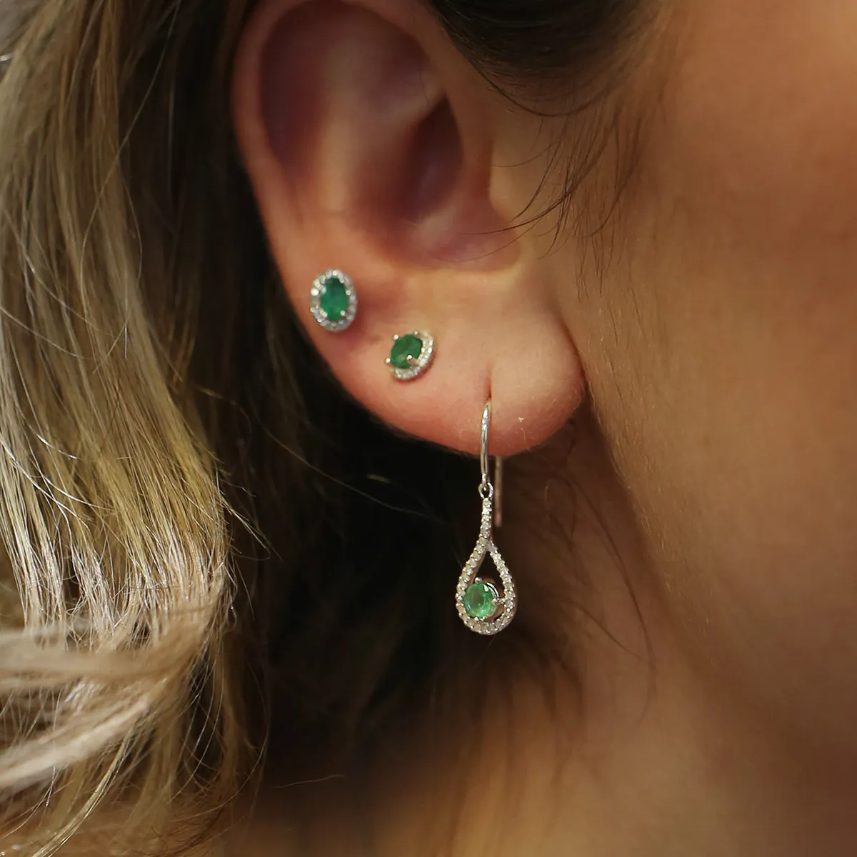 Silver Limitless Emerald & Diamond Drop Earrings