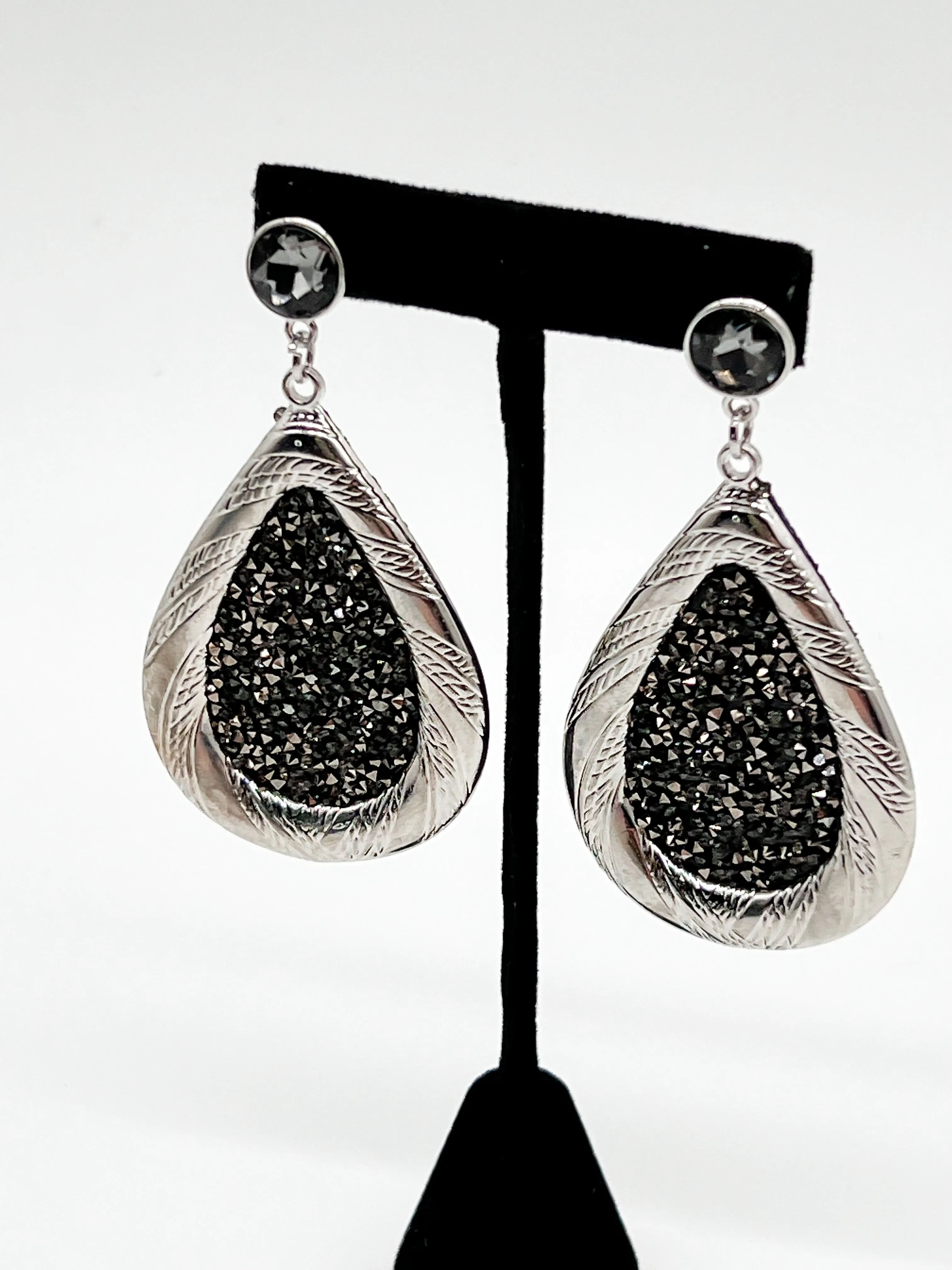 Silver Platinum Teardrop Earrings