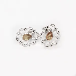 Silver Spring Yellow Crystal Stud Earrings