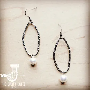 SILVERONE HOOP EARRINGS WITH PEARL DANGLE