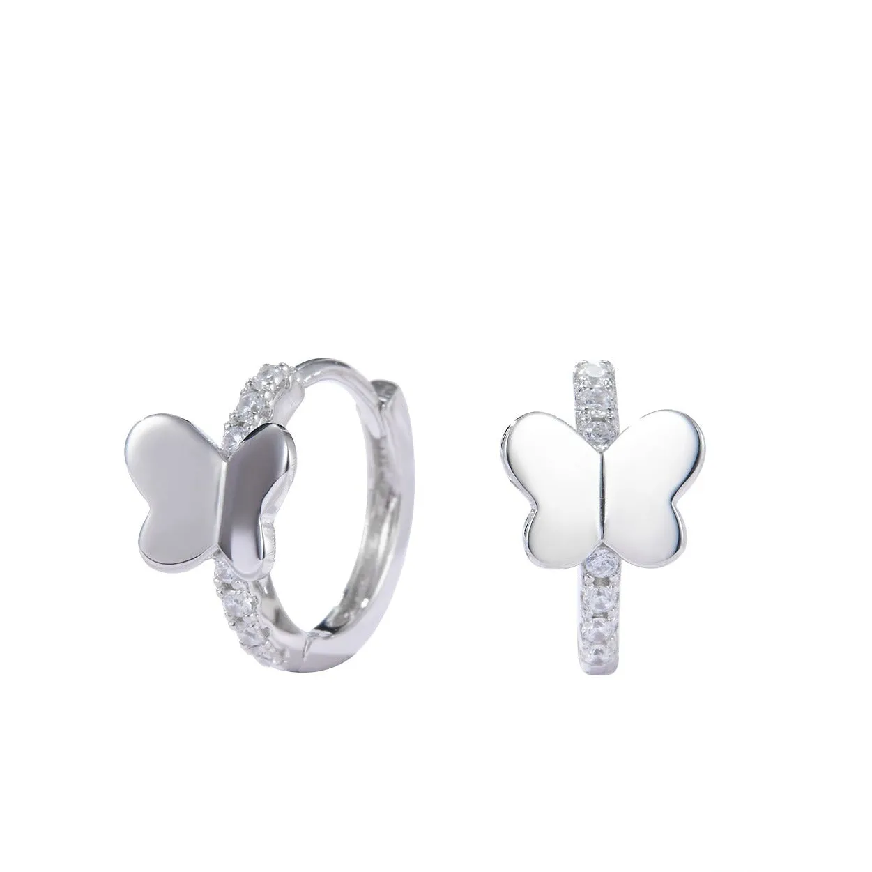 Simple Butterfly Pave Huggie Earrings