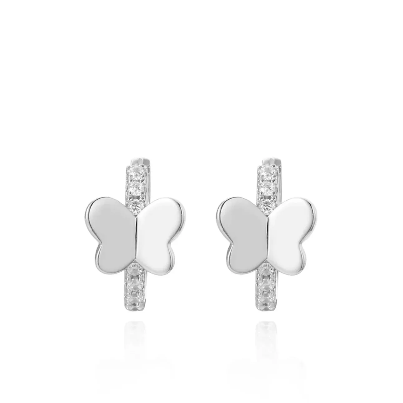 Simple Butterfly Pave Huggie Earrings