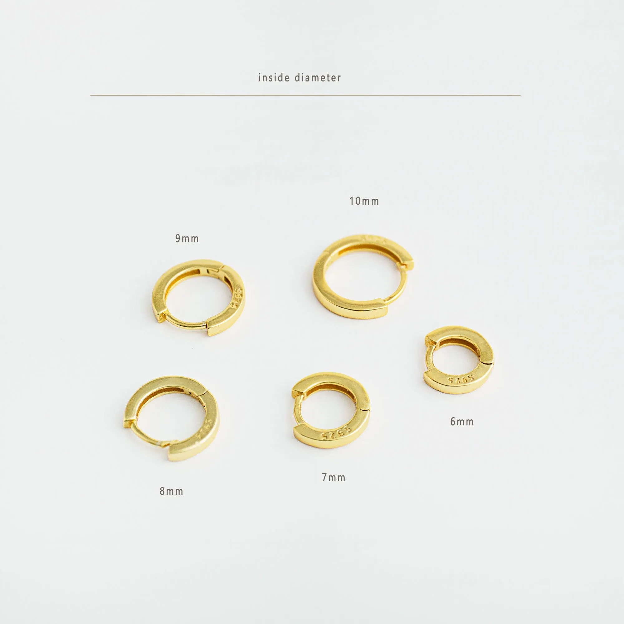 Simple Edged Hoop Earrings, Huggies, Unisex, Gold, Silver SHEMISLI SH011, SH012, SH013, SH014, SH015, SH016