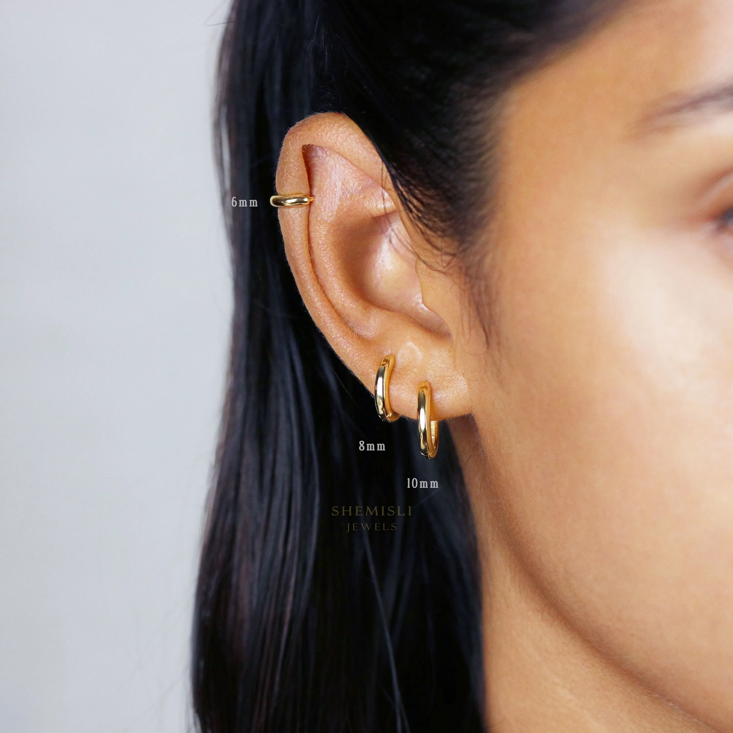 Simple Round Hoop Earrings, Huggies, Unisex, Gold, Silver SHEMISLI - SH001, SH003 (SH588), SH590, SH009