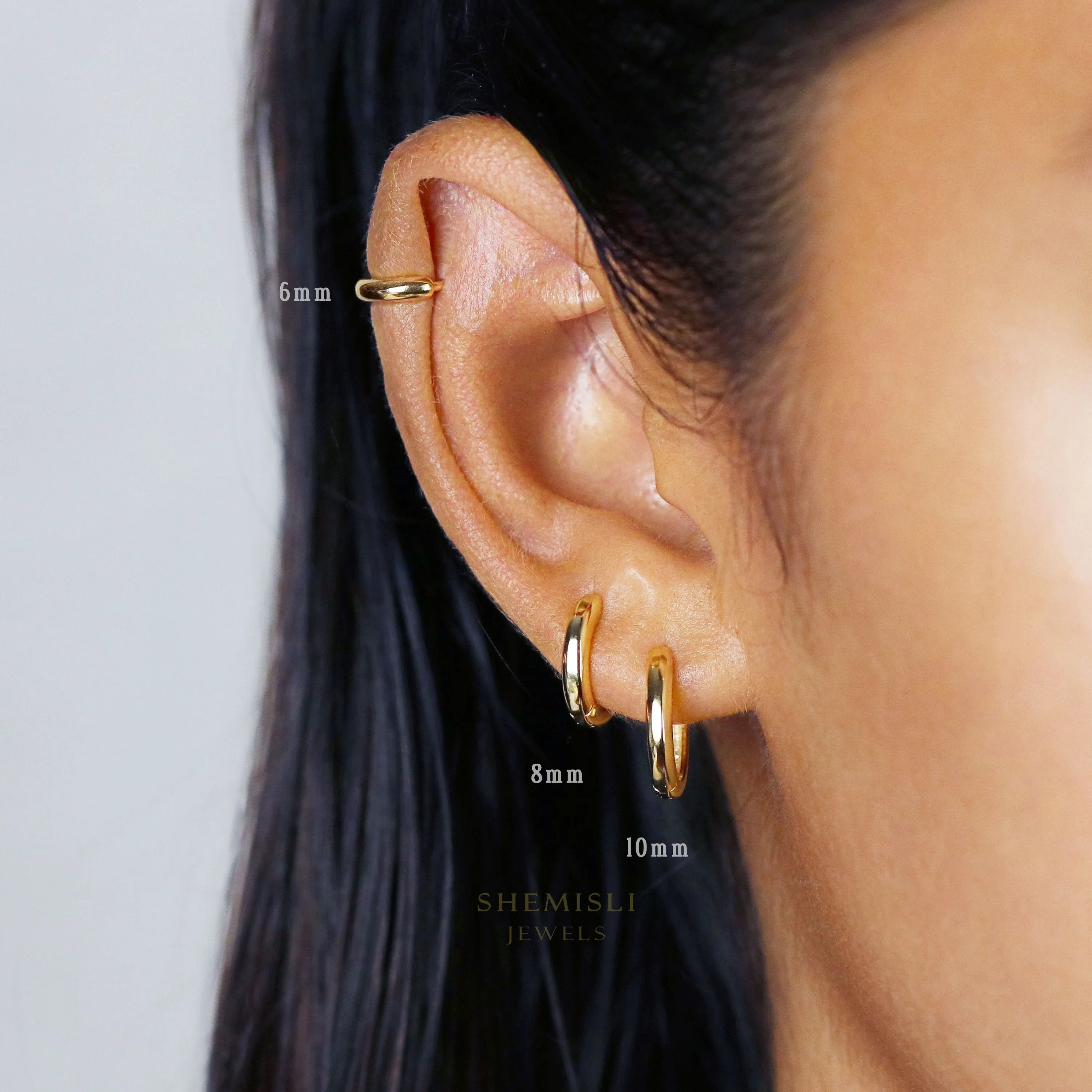 Simple Round Hoop Earrings, Huggies, Unisex, Gold, Silver SHEMISLI - SH001, SH003 (SH588), SH590, SH009