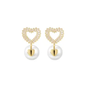 Sparkle Heart Bead Hoop Gold Earrings