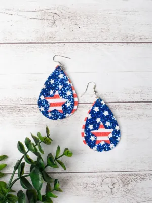 Stars & Stripes Layered Teardrop Earrings