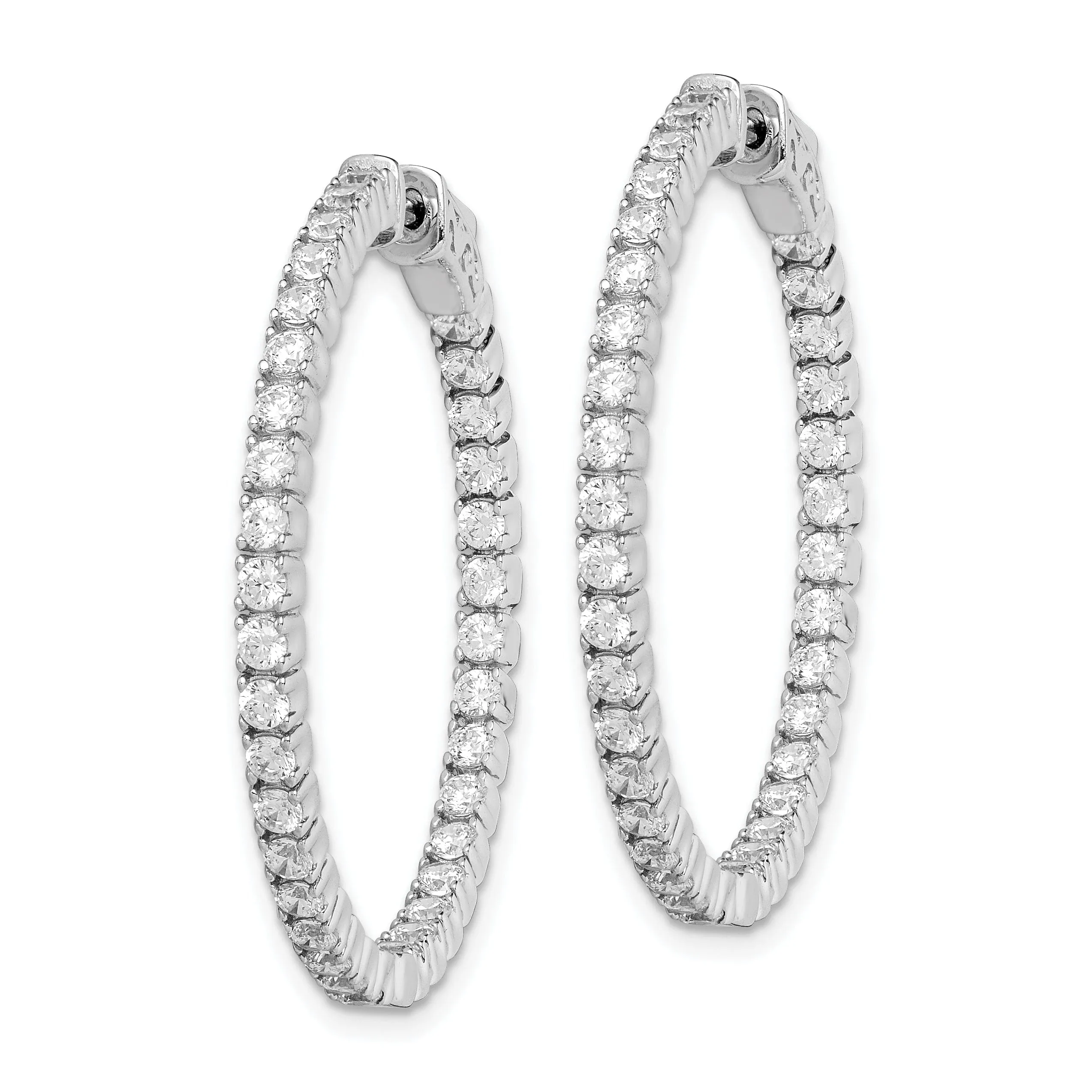 Sterling Silver 70 Stones Round Hoop Earrings