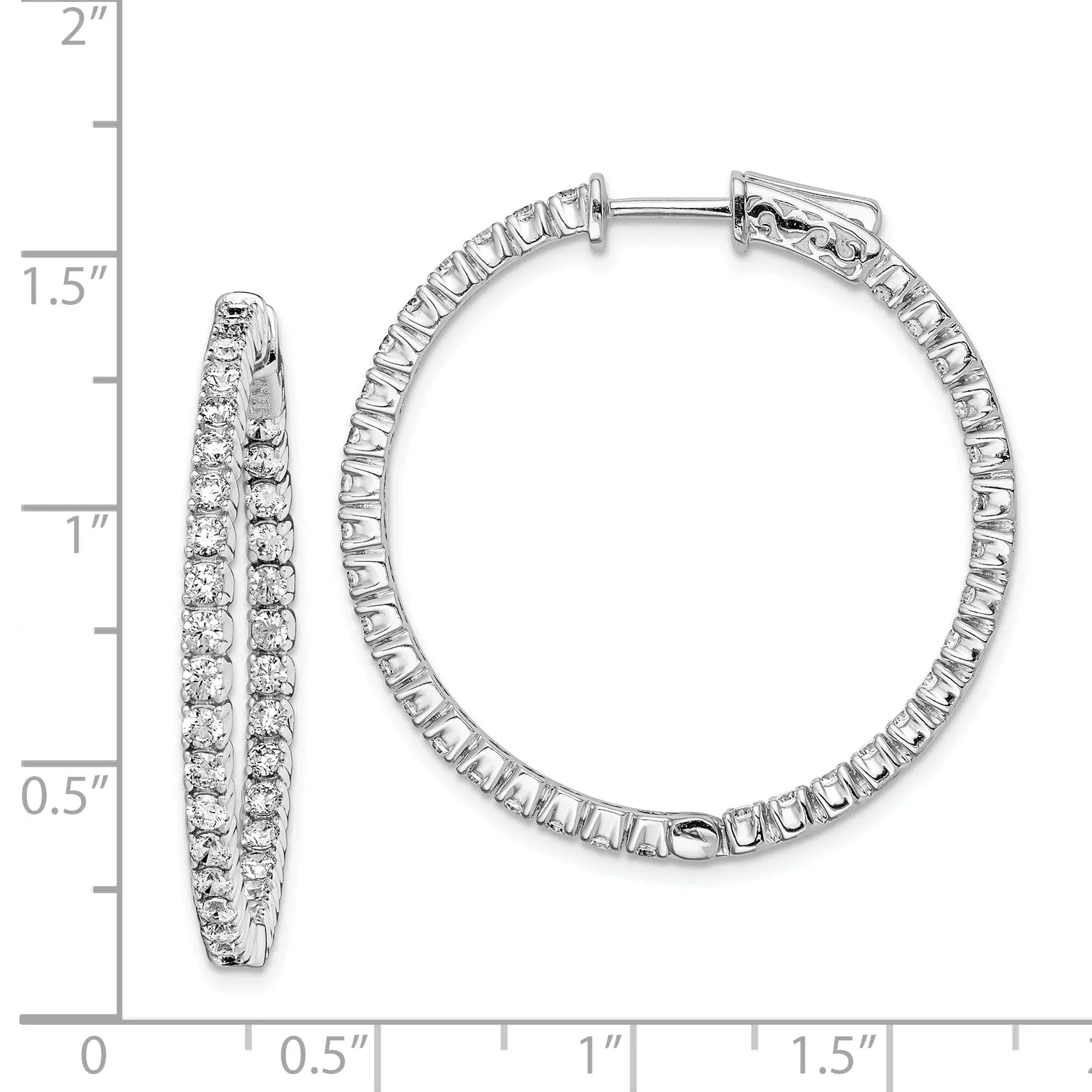 Sterling Silver 70 Stones Round Hoop Earrings