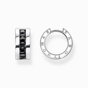 Sterling Silver Black Pavé Stones Earrings CR670-643-11