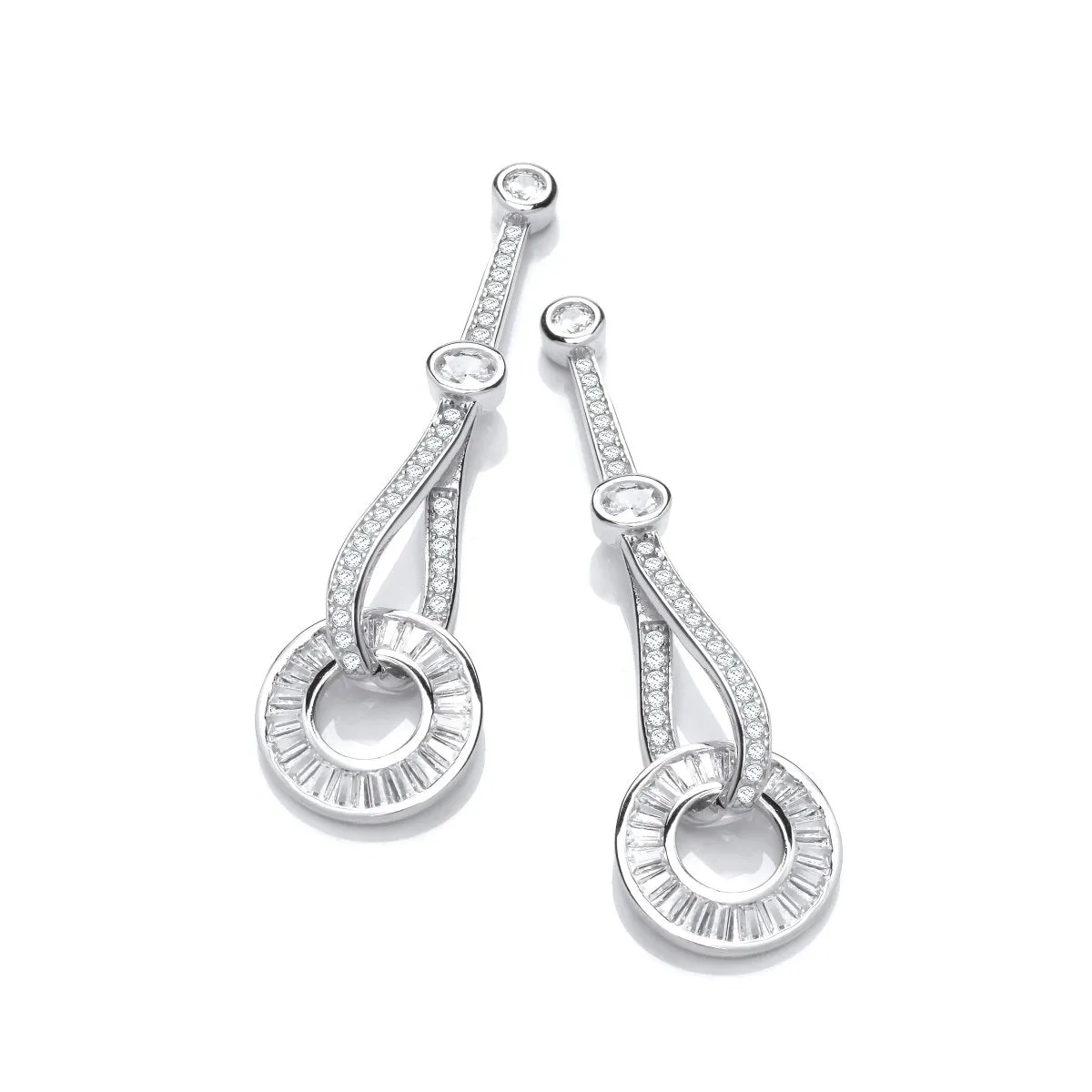 Sterling Silver Circle of Life Drop CZ Earrings