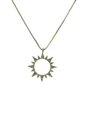 Sterling Silver Open Circle Sun Charm Necklace