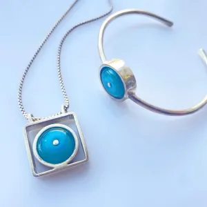 Sterling Silver Teal Circle Set