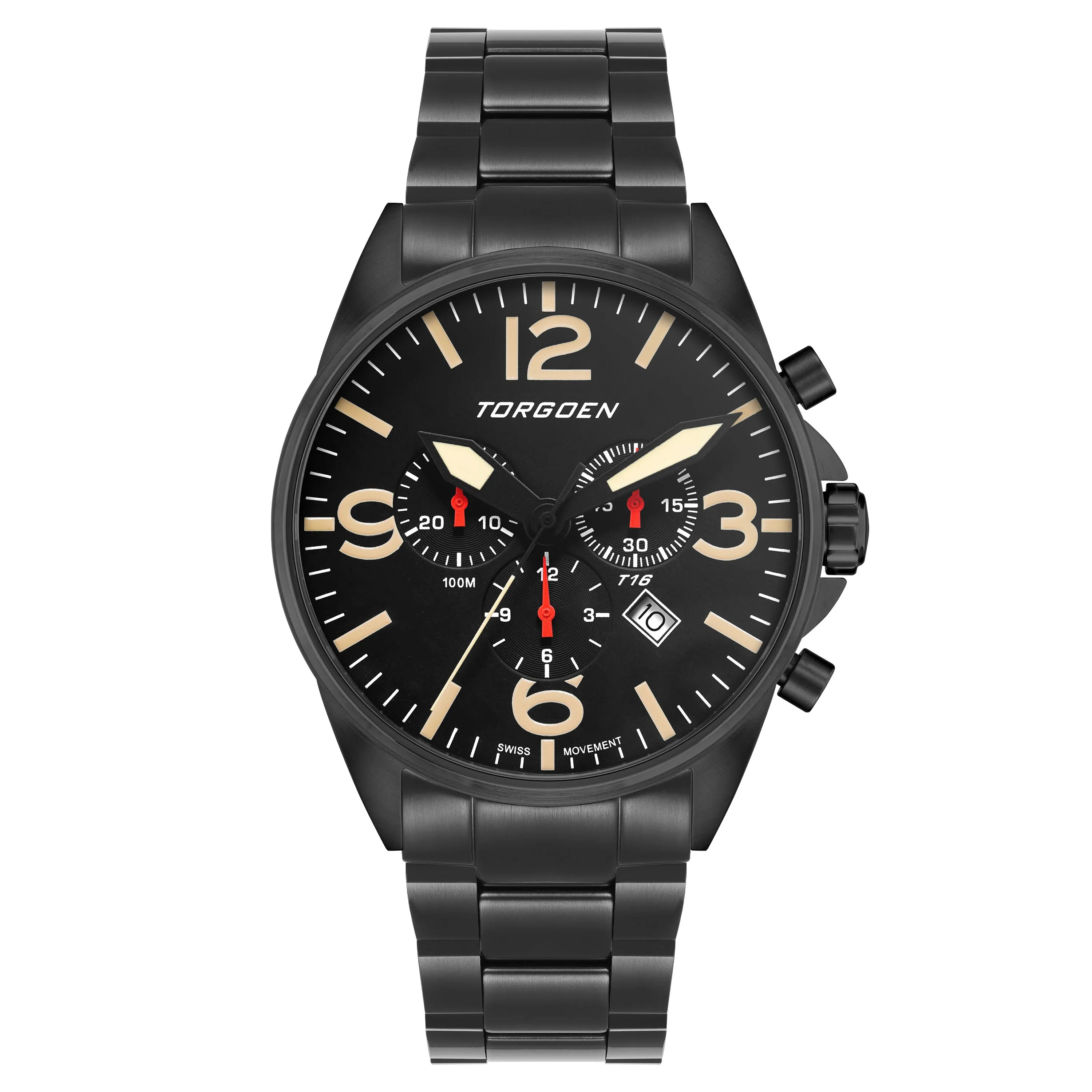 T16 Black Sapphire | 44mm, Black Stainless Steel Bracelet