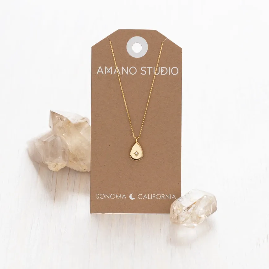 Teardrop with Crystal Pendant Necklace