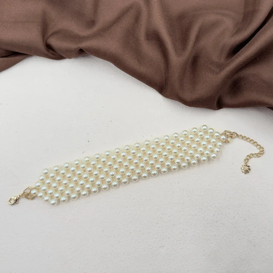 TFC Pearl Mesh Gold Plated Bracelet