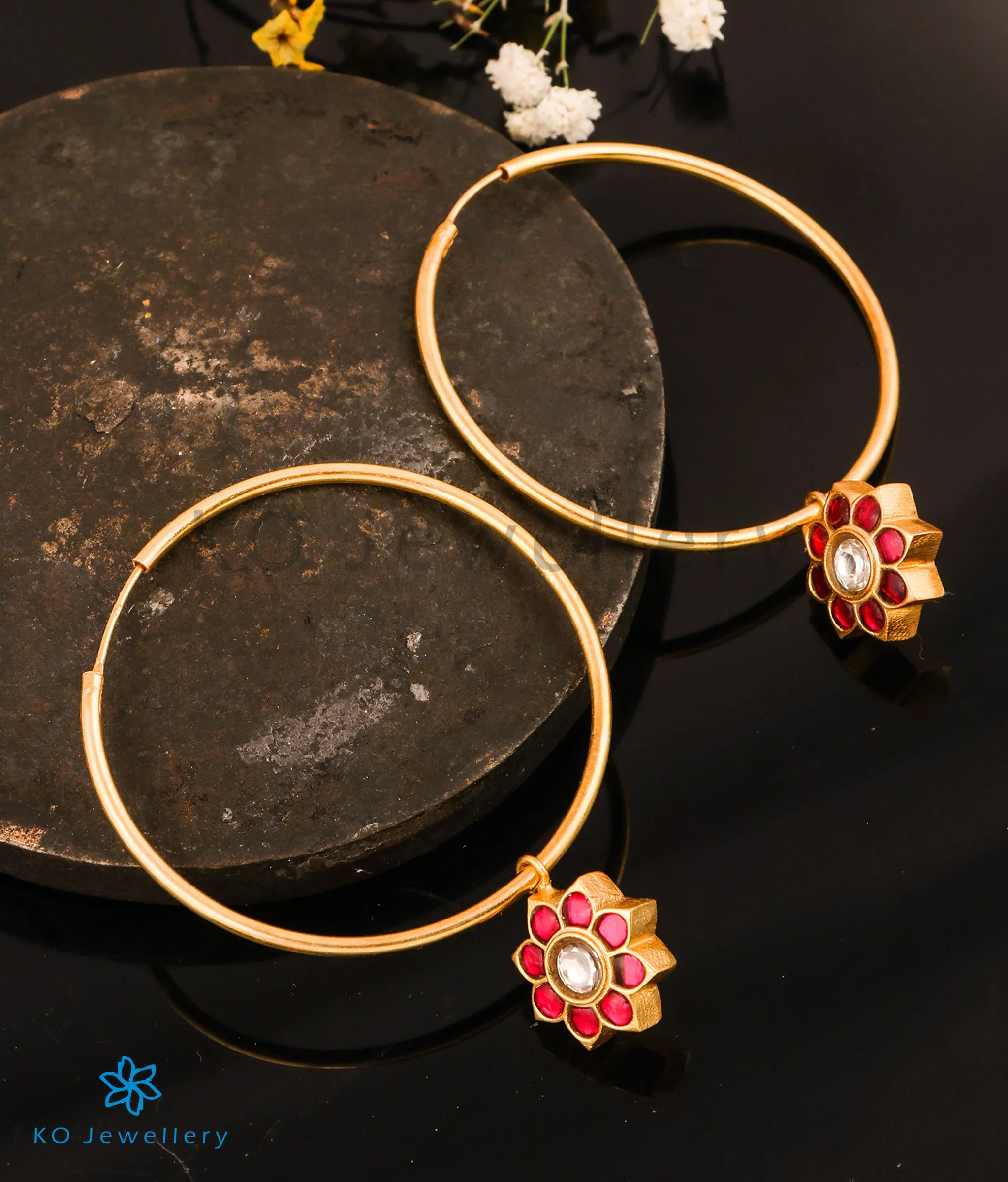 The Phoolmati Silver Kundan Hoops