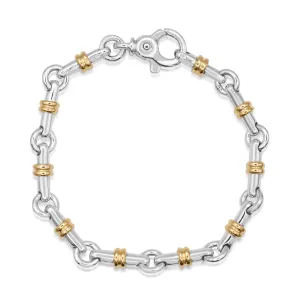 Tiffany Bar Link 7.5" Bracelet - Sterling Silver & 18ct Yellow Gold