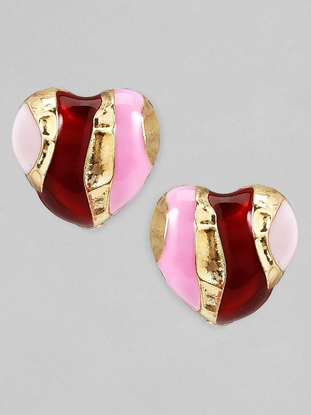 TOKYO TALKIES X Rubans Charming Heart-Shaped Enamel Stud Earrings