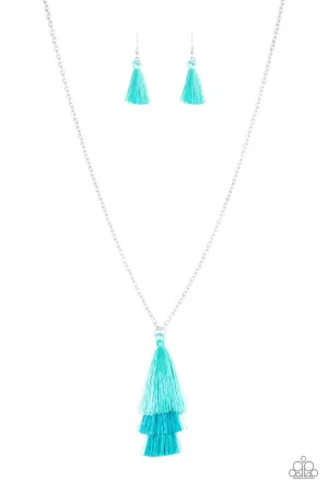 Triple The Tassel Blue-Necklace