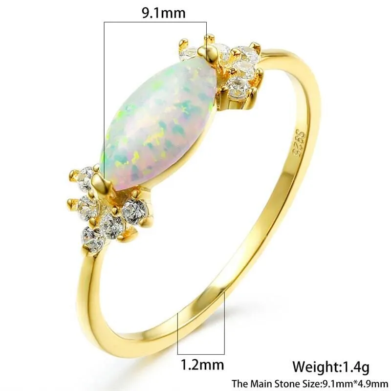 Unique Promise Love White Fire Opal Ring - 925 Sterling Silver