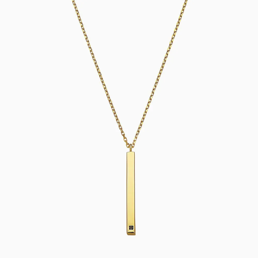 VERTICAL BLACK DIAMOND LINEAR BAR YELLOW NECKLACE