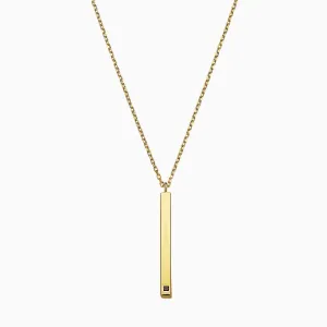 VERTICAL BLACK DIAMOND LINEAR BAR YELLOW NECKLACE