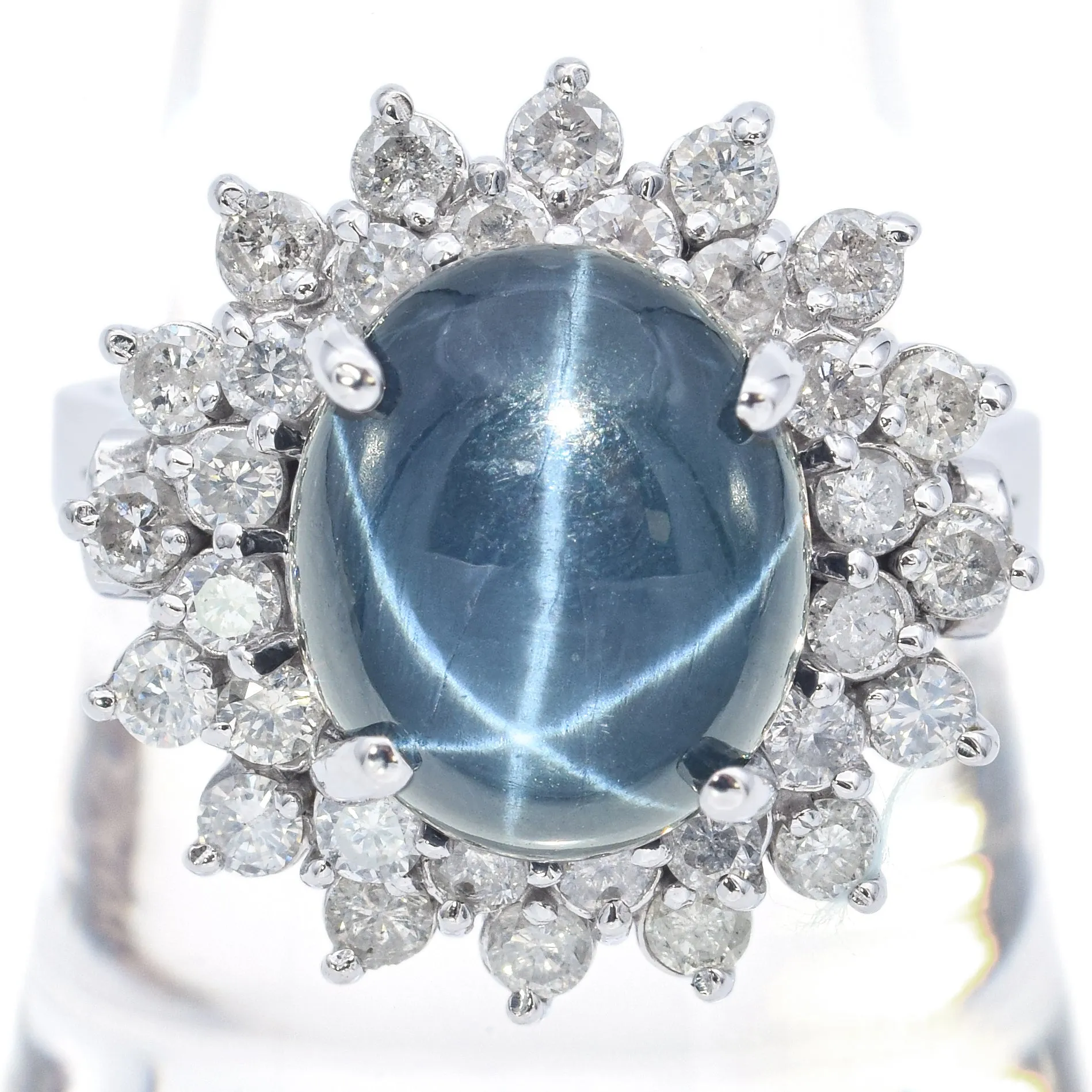 Vintage 14K Gold 7.39 Ct Star Sapphire & 0.96 TCW Diamond Cocktail Ring Size9.25