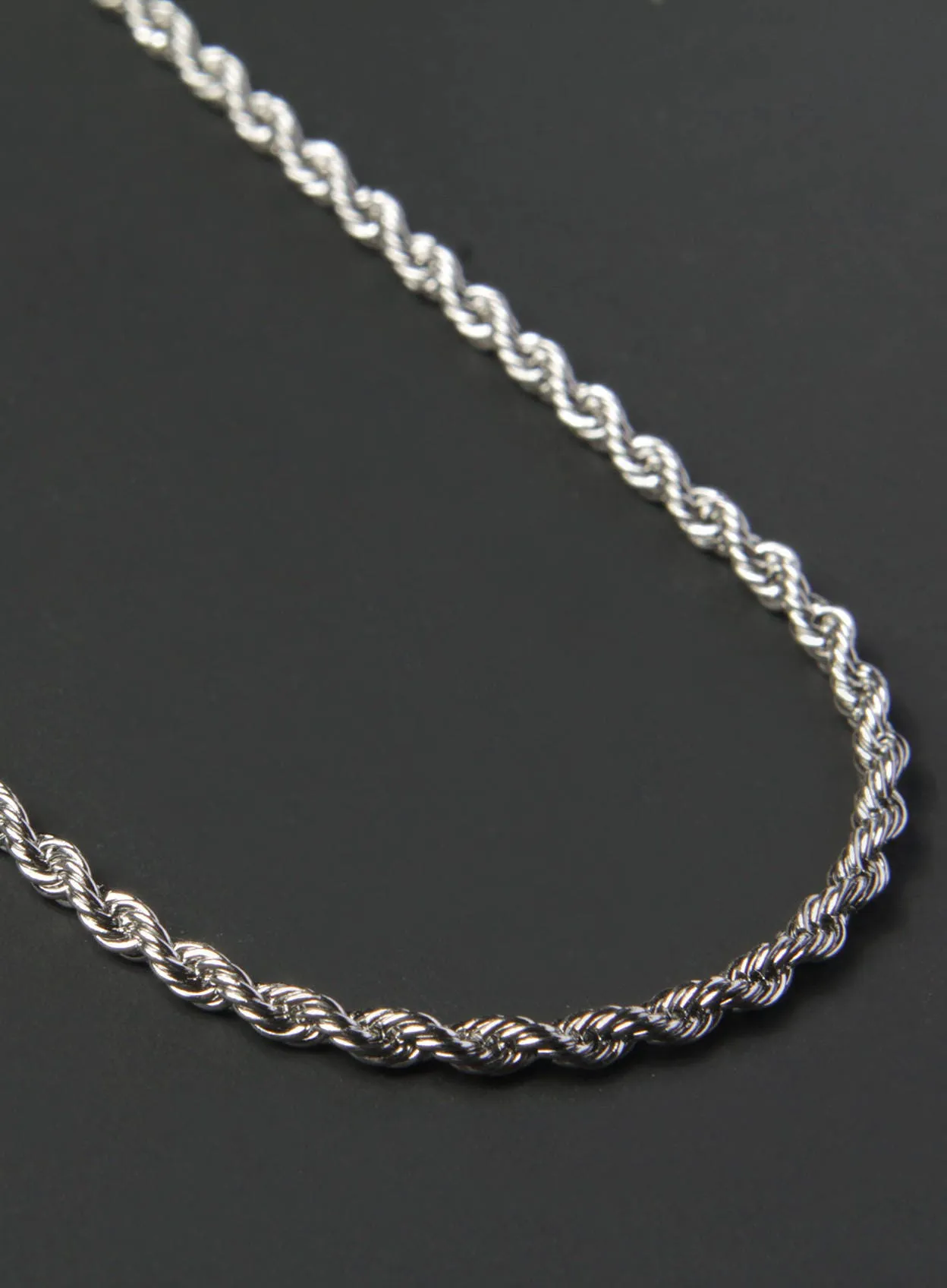 Waterproof Silver Rope chain necklace 2.5 mm