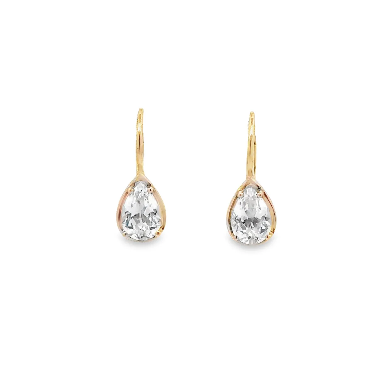 WD 1347 14KT Gold Pear Shaped White Topaz Earrings