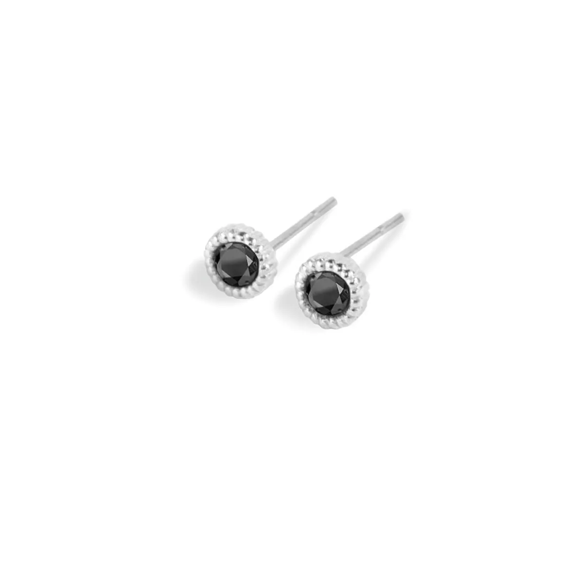 WD138-B - 4mm Bezel Black Diamond Studs