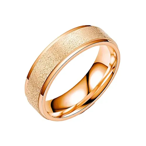 Yellow Chimes Rings for Women Trendy Western Style Stainless Steel Rose Gold Plated Stardust Band Ring for Women and GIlrs(Size US 7)