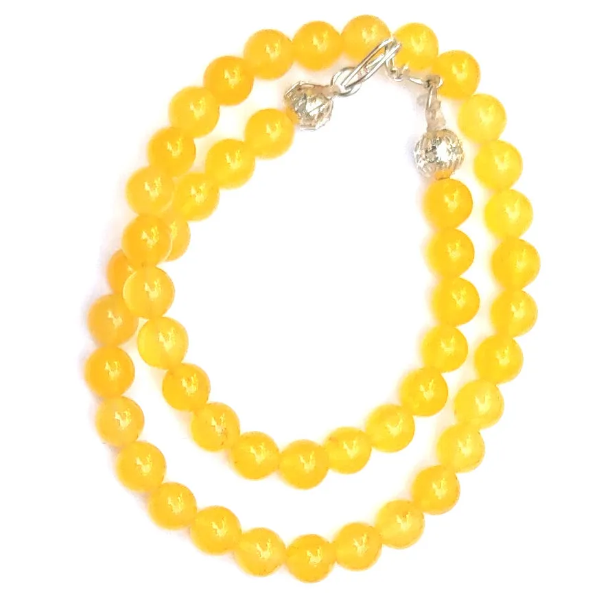 Yellow Quartz Crystal Round Beads Necklace 15 Inches, 6 mm Beads (Semi-Precious Mala)