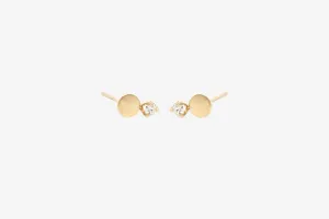 Zoe Chicco 14k Gold Disc   Diamond Stud Earrings